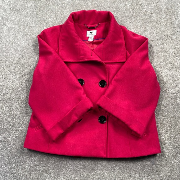 Worthington Jackets & Blazers - Worthington Womens Fuchsia Pink Double Breasted Pea Coat Jacket XL Extra Large